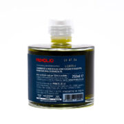 Kallpressad Olivolja, Extra Virgin (extra jungfru) Arancia, 250 ml flaska. Baksida.